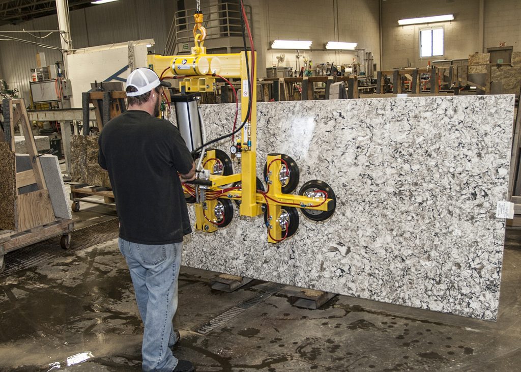 WPG stone handling vacuum lifters for lifting, moving, and installing granite, marble, and engineered stone slabs.